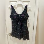 Torrid  Wireless Short Asymmetrical Twist Front
Swim Dress Size large 12 Galaxy Photo 4