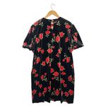 Draper James Dress Womens 2XL Black Red Floral Velvet Bubble Sleeve Cocktail Photo 1