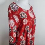 Cato  Red Floral Shift Dress with Bell Sleeves Size Large Wedding Guest Dress Photo 5