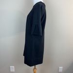 French Connection  Mini Dress 6 Navy Black Metallic Shift‎ Bell Elbow Sleeve Photo 5