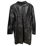 American Vintage Vintage 90s Wilsons Leather Black Longline Trench Coat Matrix City Womens XL Photo 2