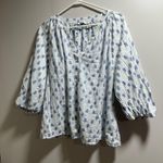 Sonoma White Blouse with Blue Pattern Photo 0