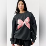 Urban Outfitters  Black Sweatshirt with Pink Bow Photo 4