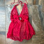 Victoria's Secret Red Lace Lingerie Babydoll Satin Bow Chemise Women's Medium Photo 4