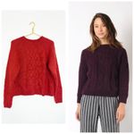 CHRISTINA LEHR Birch Alpaca Sweater Size Large Cable Knit Red Wool Photo 1
