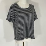 Ann Taylor  Black & White Houndstooth Shortsleeve Sweater w/ Raw Hem Size L Photo 3