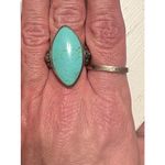 Real Turquoise Sterling Silver Ring • Marquise Statement • Size 8 Photo 11