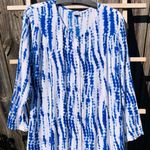 White/Blue tie dye long sleeve Maxi dress M White Size M Photo 1