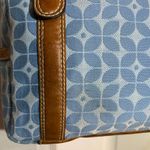 Fossil Blue And Ivory Floral Pattern Canvas Bag Brown Leather No Key Photo 6