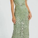 Mac Duggal NWT 4908 Green High Neck Beaded Fringe Fitted Gown Size 6 Photo 0
