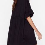 Nasty Gal  Black Smocked Ruffle Oversized Mini Dress Size 0 Short Sleeve Photo 9