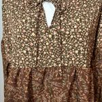 Hayden  Los Angeles Brown floral tie neck‎ babydoll top NEW size L Photo 1