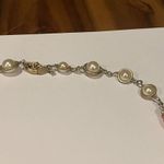 J.Crew Signed  Gold Tone / Orange Necklace Rhinestone / Faux Pearl Beaded Photo 3