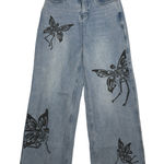 Hot Topic Sweet Society Skeleton Fairy Jeans Baggy Wide Leg Whimsy Goth Size 1 Photo 0