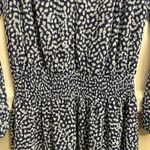 Ramy Brook Ramy Brooke Long Sleeve V-Neck Smocked Drop Waist Blue Abstract Dress Small Photo 12