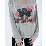 Disney Mickey and Minnie Sequined Heart Gray Pullover Sweatshirt XL Photo 0
