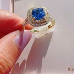 Olive + ivy ring size 7 gold tone blue diamond silver diamonds paved new in box Photo 0