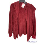 Forgotten Grace  Plush Cardigan‎ maroon Size Medium NWT Photo 0