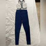 Blue Leggings and Gray Sports Bra Set Photo 1