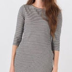 Betabrand  30 Day Striped‎ 3/4 sleeve pocket Dress blue grey Size small Photo 0
