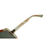 Vintage France Womens Square Frame Striped Brown White Plastic Polarized Rare Photo 6