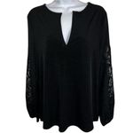 EXPRESS  Black V-Neck L/S Top Lace Sleeve Insets NWOT Size‎ Small Photo 1