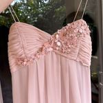 Adrianna Papell  Floral Applique Chiffon Dress Beaded Sz 8 Blush Pink Pastel Photo 1