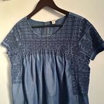 Lucky Brand  Shirred Blue Chambray Short Sleeve Dress Photo 8