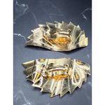 Givenchy Vintage  Half Fan Shaped Clipped-on Earrings Gold Tone 2in Photo 5