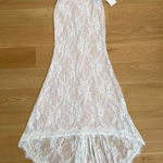 Lulus  Maxi Dress Strapless Bustier Lace Valeria Size L White Photo 0