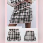 ZARA  Pink & Green Plaid Knit High-Waisted Mini Skirt Size Small S Photo 7