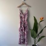 Lulus Sparkling Summer Purple Floral Lurex Maxi Dress Tie Waist Side Slits Lined Photo 3