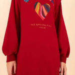 Anthropologie Farm Rio X  Warm Welcome Sweatdress Sweatshirt Dress Burgundy Red Photo 0