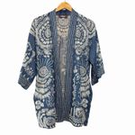 Johnny Was  Workshop Womens M Antonia Denim Kimono Jacket Embroidered Blue Boho Photo 2