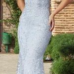PromGirl Powder Blue Embroidered Long Gown Photo 0