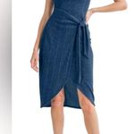 Lush Clothing Lush Side Tie Variegated Rib Tank Dress - Sodalite Blue - Size Large Photo 0