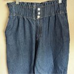 ZARA High Rise Paper Bag Straight Raw Hem Jeans Photo 3