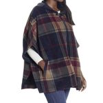 Weatherproof NWT New Womens OS Hooded Fleece Poncho Merlot Taupe and Navy Plaid Photo 4