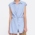 ZARA  Basic Casual 100% Cotton Light Blue Shirt Jumpsuit Romper Size XS Photo 0