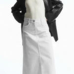 COS White Denim Midi Skirt With Slit Size 4 Photo 0