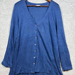 J.Jill Love Linen Cardigan Sweater M Blue V Neck Casual Photo 0