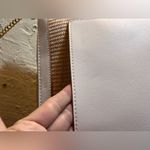 Nanette Lepore Tan Woven Bag with Gold Chain
White leather accents stripe lining Photo 5
