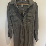 Gap Large Shirt Dress Charcoal Tie Back Chambray NWT Summer Photo 0