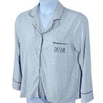 Rae Dunn Dream Heather Gray Long Sleeve Button Front Pajama Shirt Size Large Photo 11