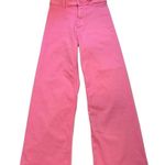 ZARA  Hot Pink Marine Straight High Rise Wide Leg Jeans 
Raw Hem, Sz 4 Photo 0