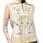 Designers Studio Originals Suede Embroidered Sweater Vest Women's Size Small Brown Photo 0