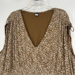 Old Navy  Brown Smocked Mesh Mini Dress Defined Waist Tie Shoulder Size 3X Photo 2