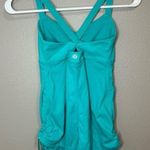 Lululemon teal crossed back ruched sides athletic cami tank top size small 6 Photo 3