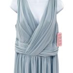 Anthropologie Dessy Collection Sleeveless Chiffon Draped V-Neck Surplice Maxi Dress Mist 2894 Photo 4