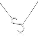 Silver Initial Stainless Steel Pendant Necklace Letters A Photo 4
